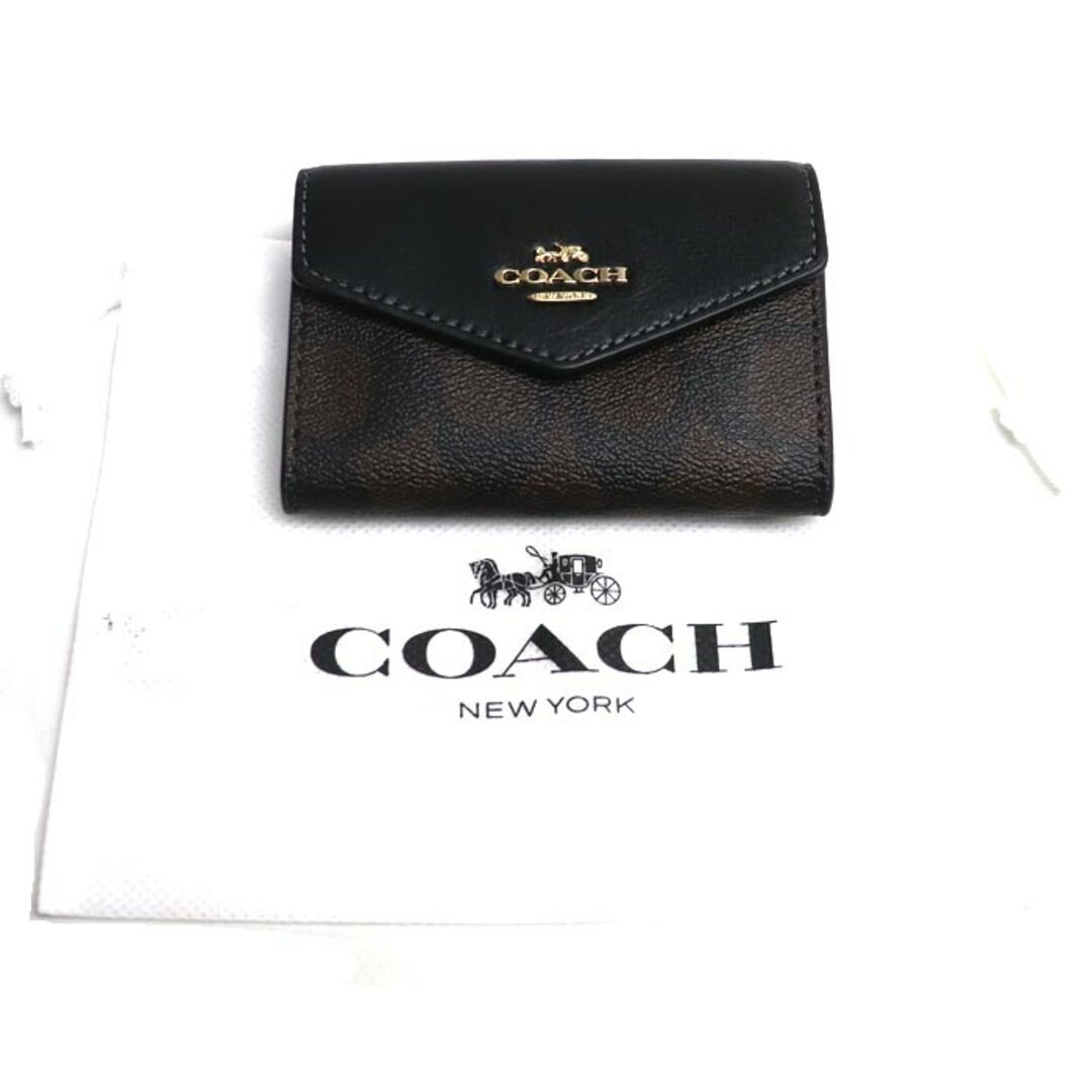 COACH コーチ シグネチャー フラップ カードケース カードケース ブラウン ブラック CH202 アウトレット レディース【未使用】【買取品】
