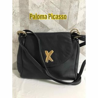 パロマピカソ(Paloma Picasso)の【美品】Paloma Picasso パロマピカソ レザー ショルダーバッグ 紺(ショルダーバッグ)