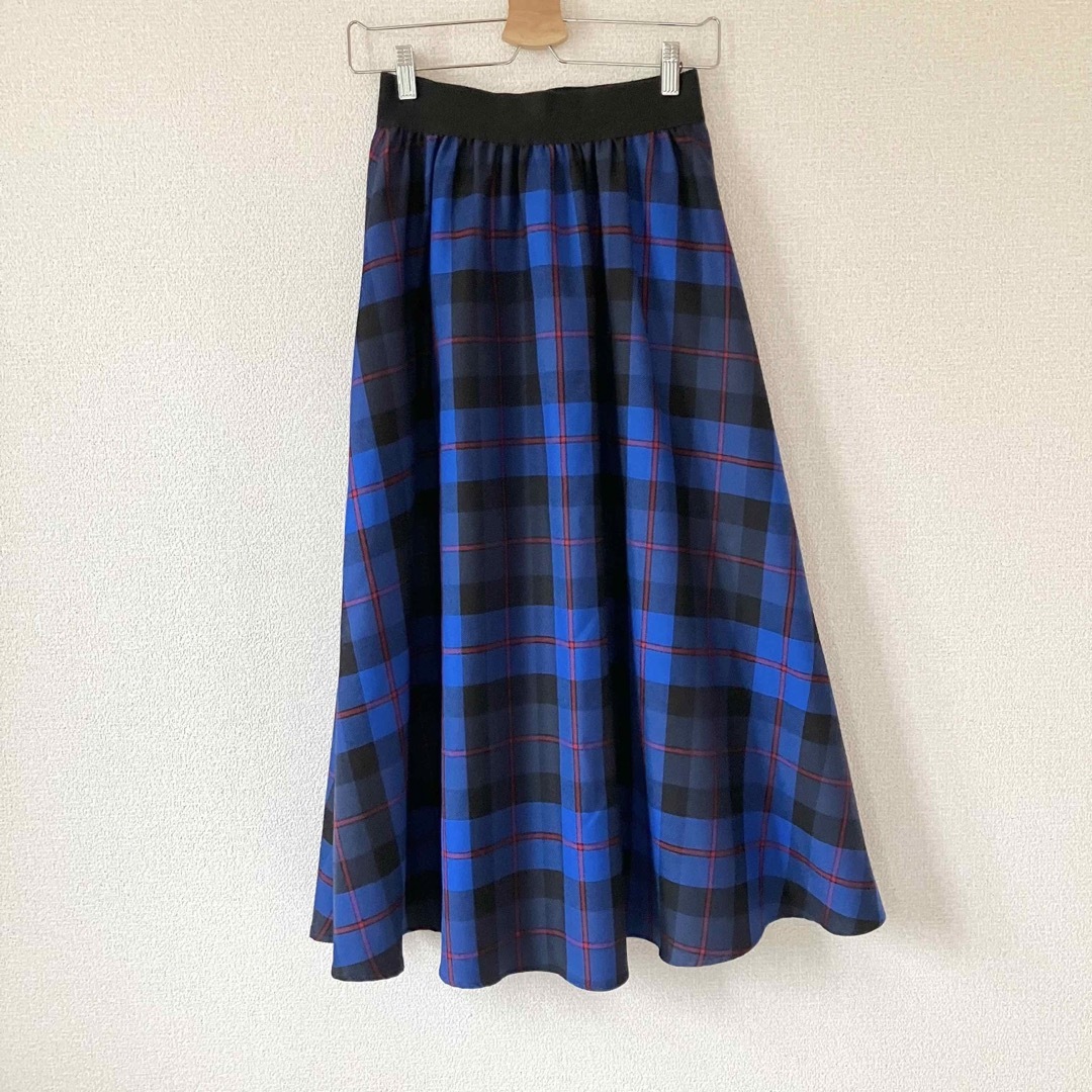 オニールオブダブリン GATHER FLARED SKIRT ブルーチェック