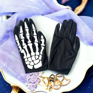 骸骨◆黒◆ハロウィン◆手袋◆グローブ◆ドクロ◆コスチューム◆アニメ◆衣装◆仮装(小道具)