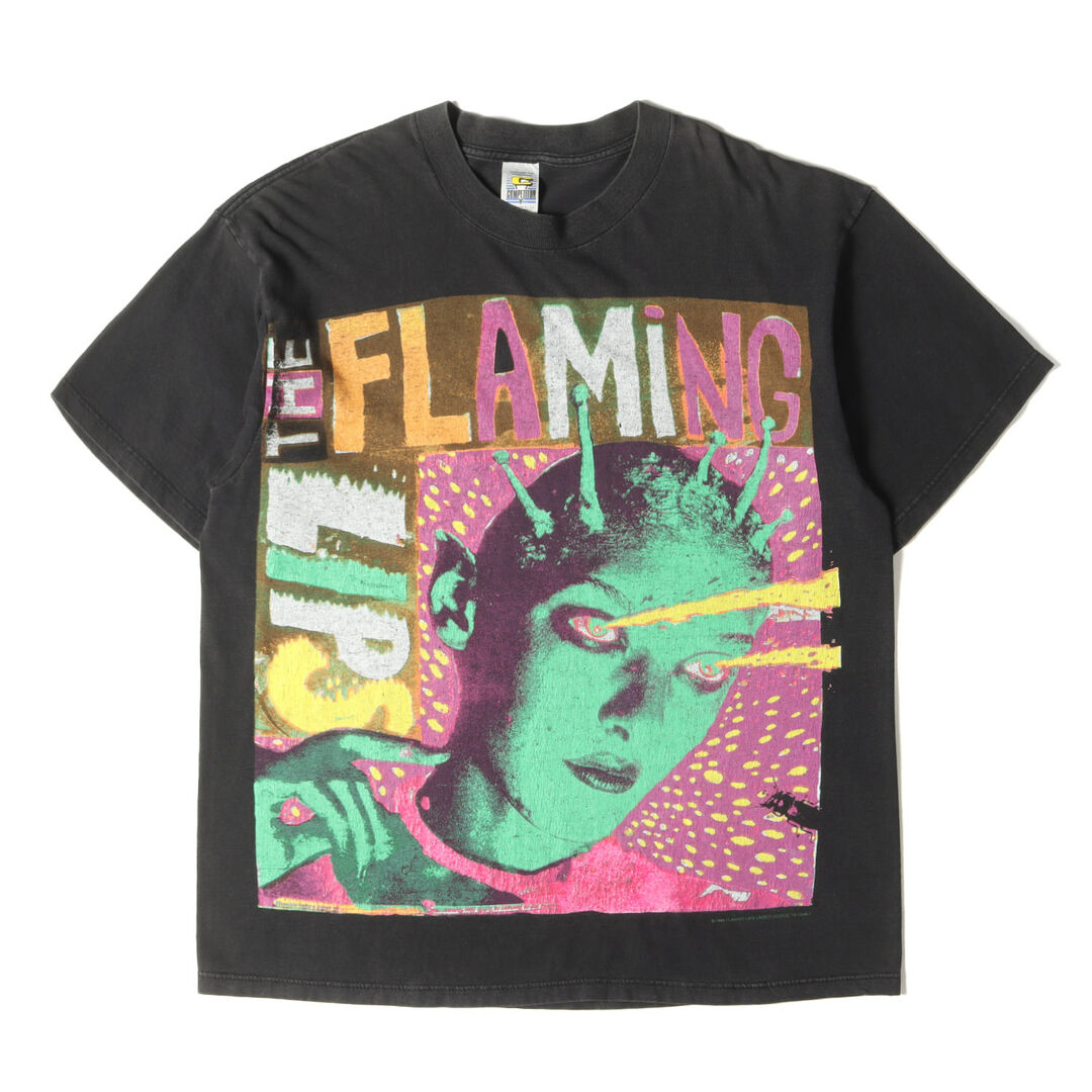 Vintage Rock Item ヴィンテージ ロック 90s THE FLAMING LIPS ザ・フレーミング・リップス ツアーポスター クルーネック 半袖 Tシャツ COMPETITORボディ ブラック 黒 XL トップス カットソー バンドT ロックT 【メンズ】トップス