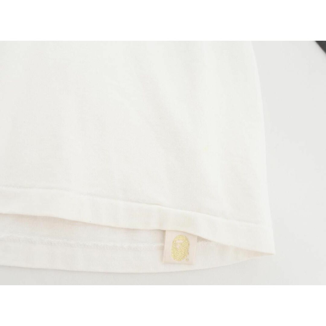 A BATHING APE アベイシングエイプ BABY MILO ラグラン 7分袖 Tシャツ sizeL/白ｘ黒 ◇■ メンズ