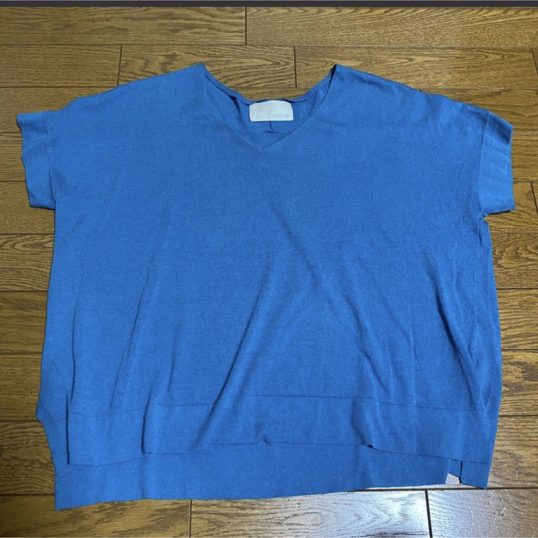 UNTITLED(アンタイトル)のアンタイトル　くすみブルー　半袖ニット レディースのトップス(ニット/セーター)の商品写真
