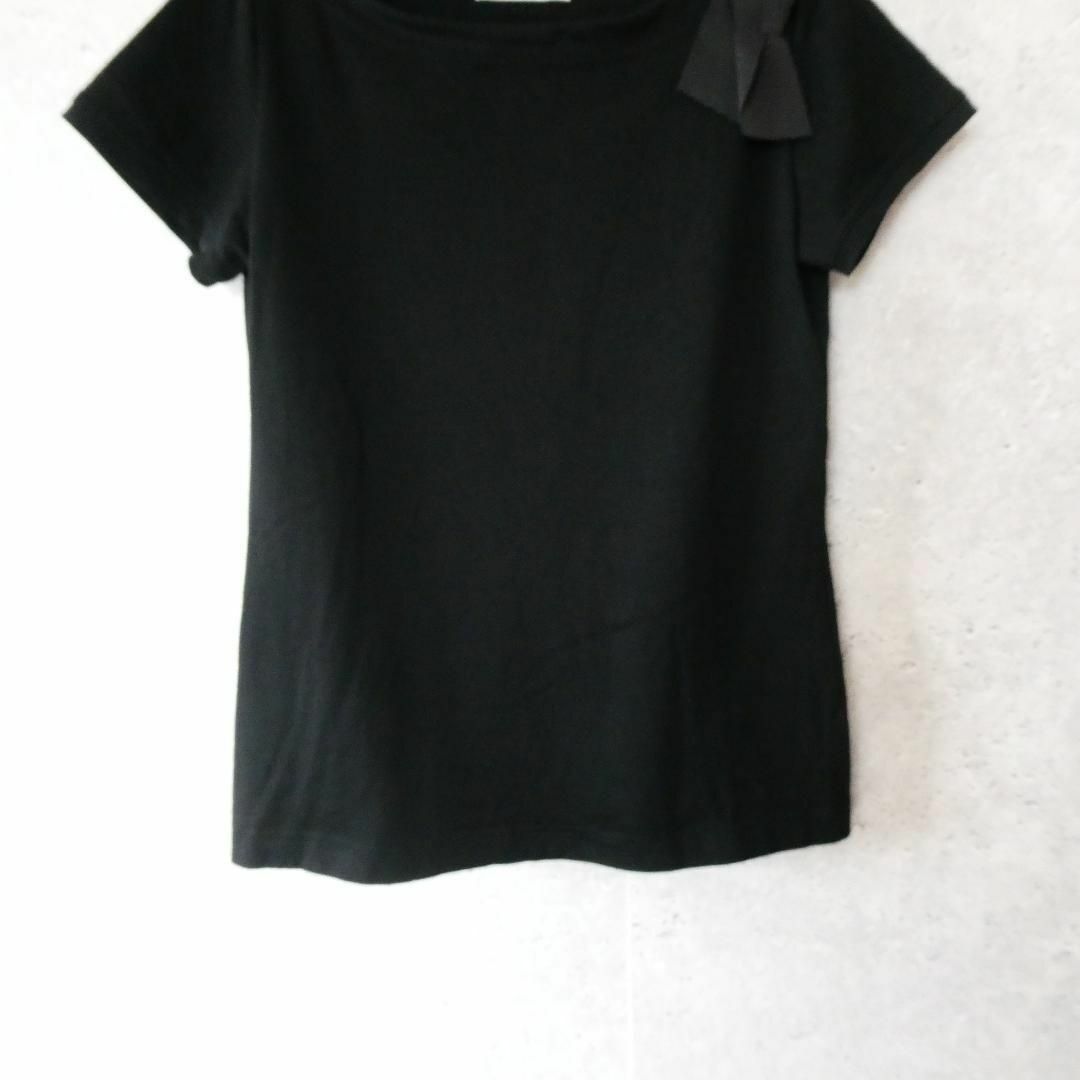 美品 FOXEY NEW YORK リボン ボートネック 半袖 ニット Tシャツ