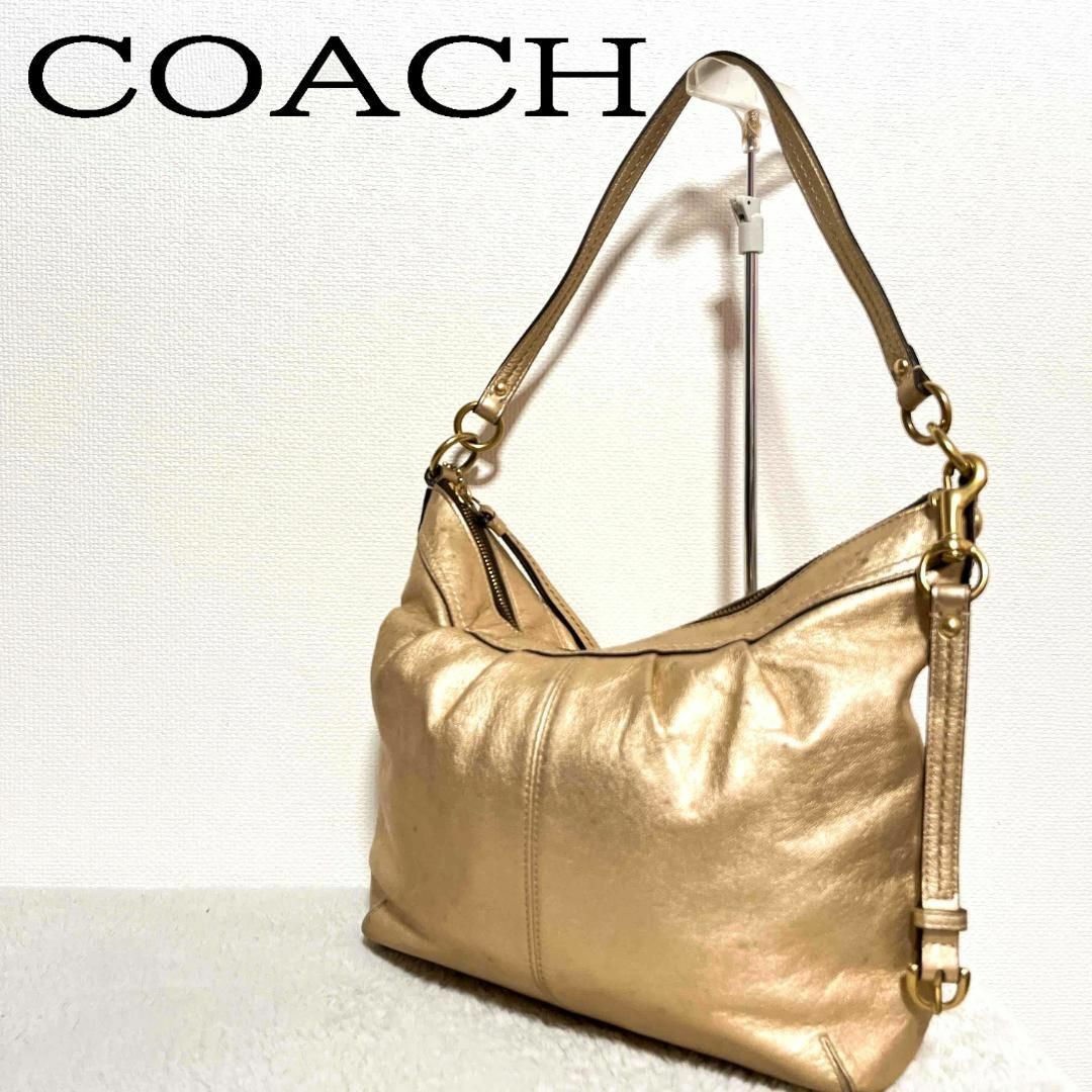 美品✨Coach コーチセミショルダーバッグ/トートバッグ ゴールド