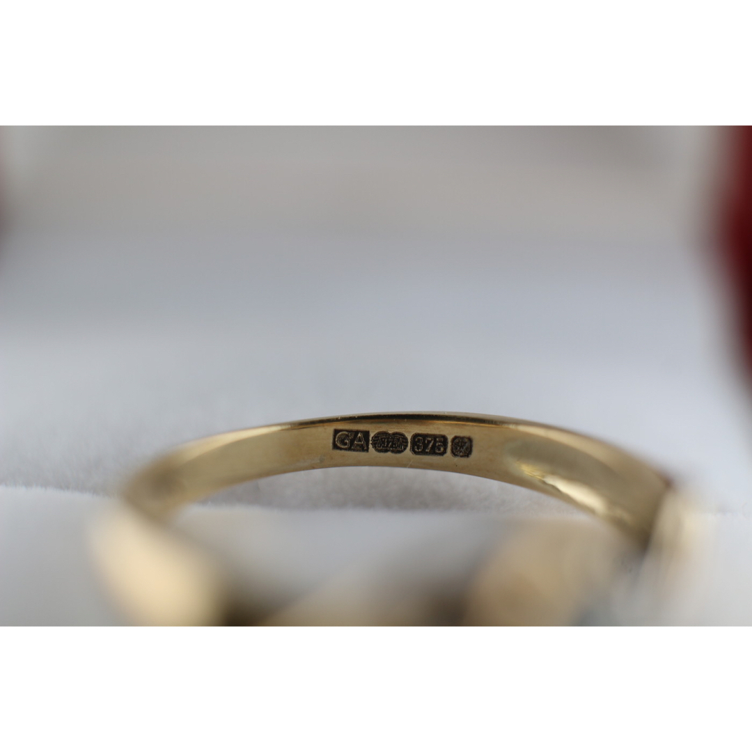英国 ビンテージ レディース ゴールド 指輪 アクアマリン 375 J152 レディースのアクセサリー(リング(指輪))の商品写真