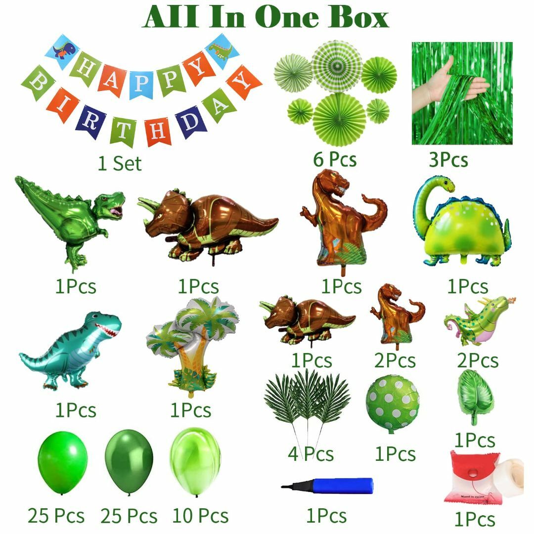 【色: グリーン】恐竜誕生日パーティー装飾品恐竜誕生日パーティー用品恐竜風船子供 4