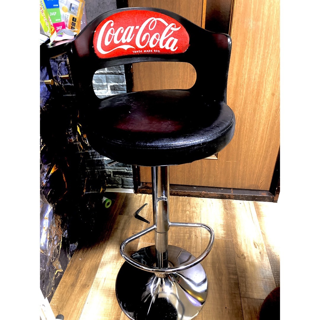 Cokacolaコカコーラ　昇降式カウンターチェア　回転式椅子アンティーク
