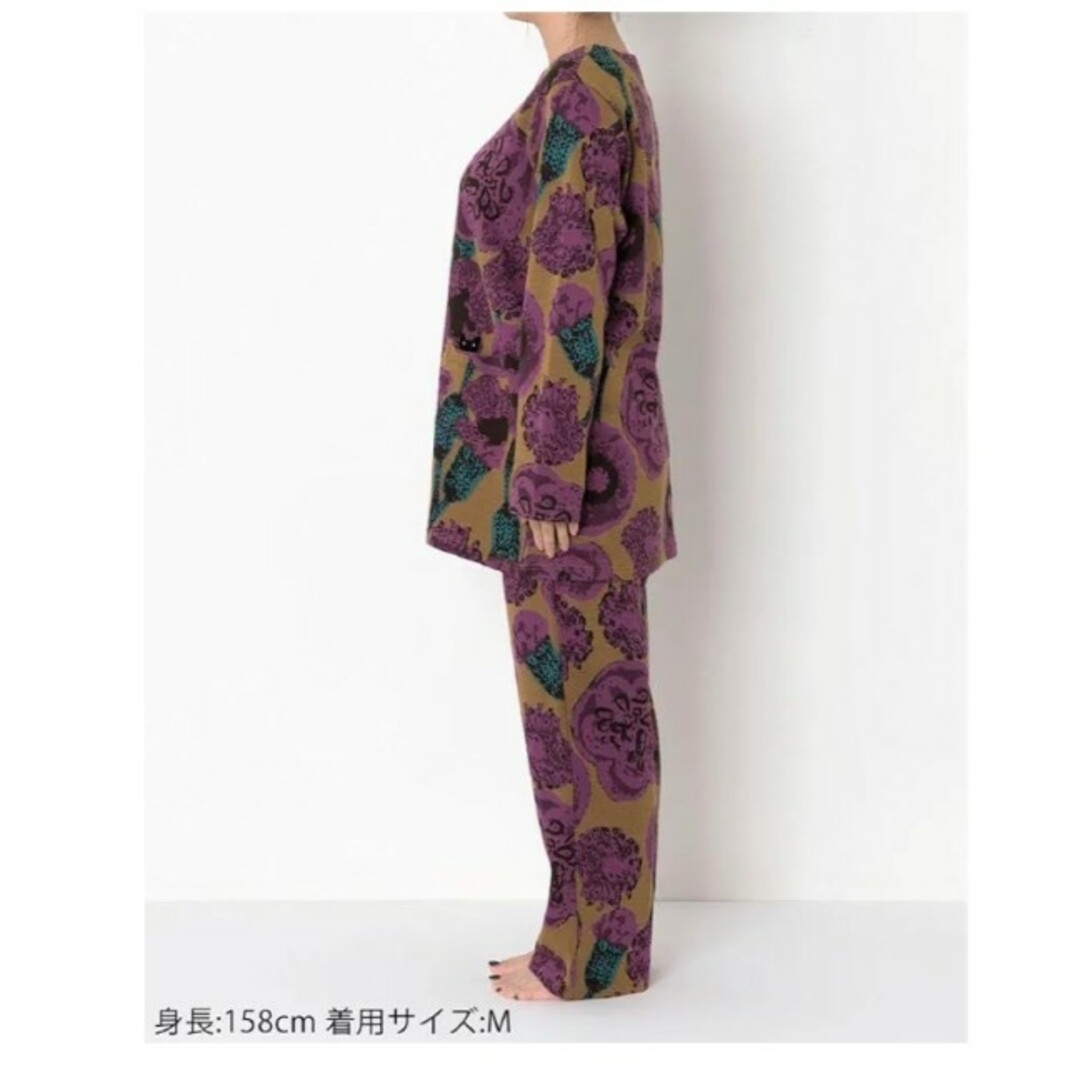 新品タグ付き 高級 マタノアツコ パジャマ ルームウェア 花柄 紫 LL