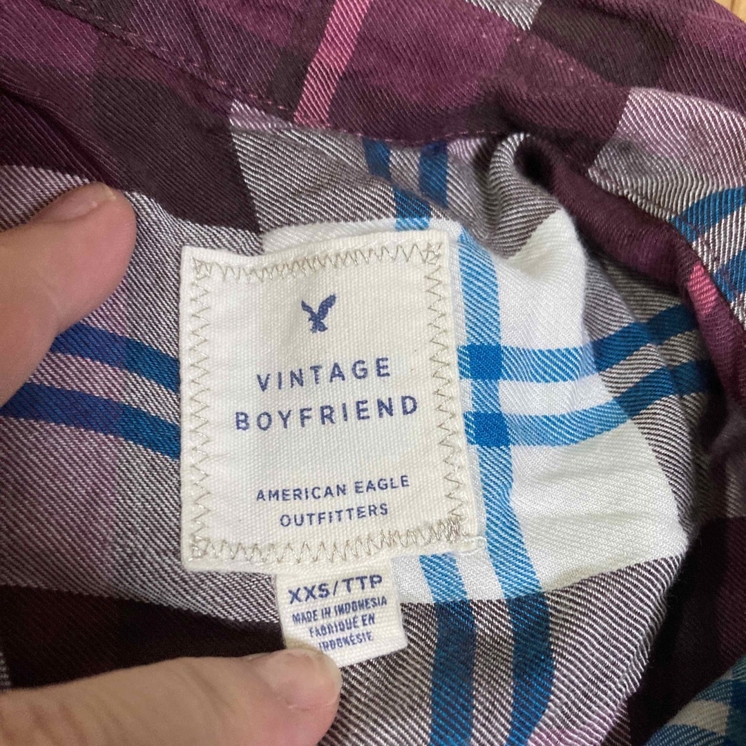 American Eagle(アメリカンイーグル)のアメリカンイーグル　チェックシャツ【XS】 レディースのトップス(シャツ/ブラウス(長袖/七分))の商品写真