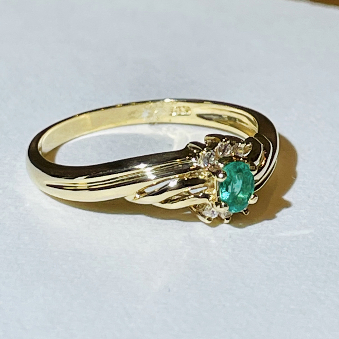 ☆K18 エメラルド&ダイヤリング 17号☆ レディースのアクセサリー(リング(指輪))の商品写真