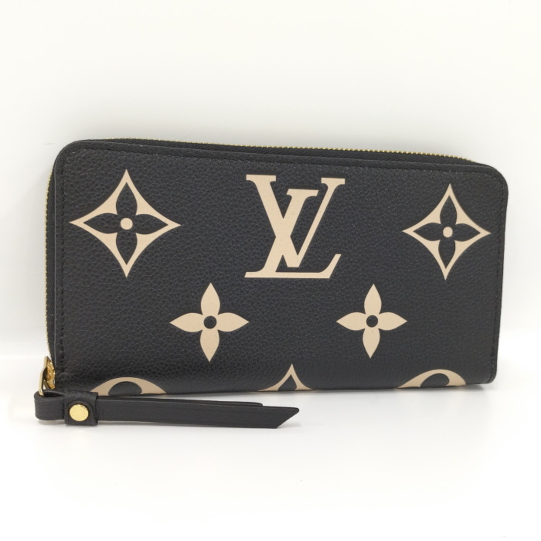 ブラウン素材ラインLOUIS VUITTON ジッピーウォレット ラウンド