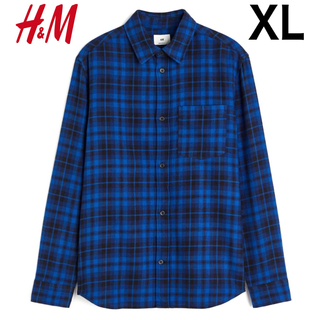 エイチアンドエム(H&M)の新品 H&M フランネル チェックシャツ ブルー XL(シャツ)