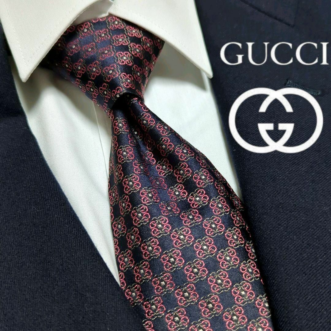 ✨未使用級✨GUCCI ネクタイ 現行 ソリッドタイ ワンポイント ナロータイ-