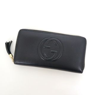 グッチ(Gucci)の【GUCCI】グッチ ラウンドファスナー長財布 インターロッキングG フリンジ レザー×ゴールド金具 ブラック 598187/kr09378ik(財布)