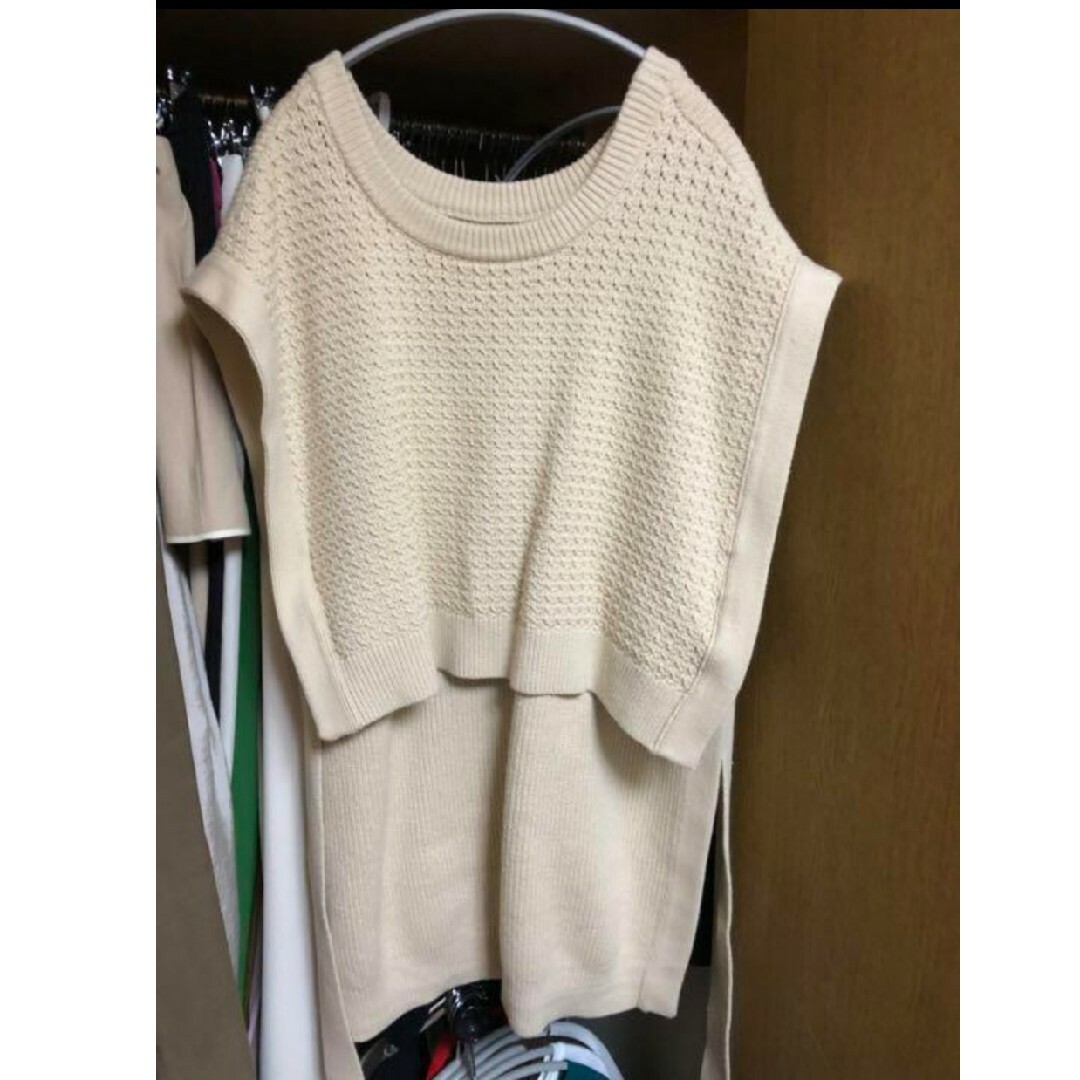 CLANE W FACE SIDE RIBBON KNIT VEST 22SS 4