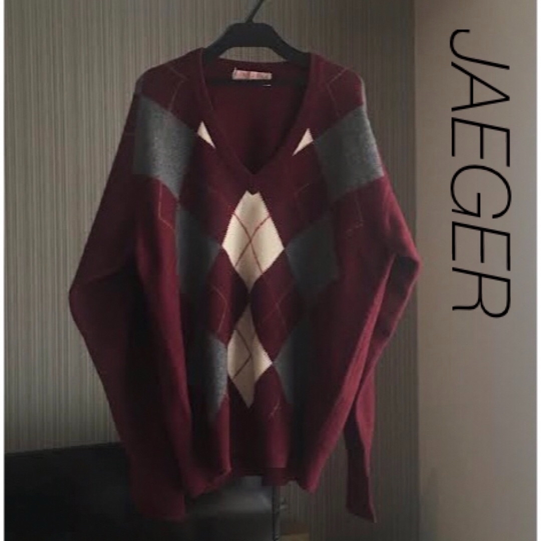 JAEGER イエガー ニット セーター メンズ アーガイル カシミヤ100% | フリマアプリ ラクマ