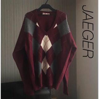 イエーガー(JAEGER)のJAEGER イエガー　ニット　セーター　メンズ　アーガイル　カシミヤ100% (ニット/セーター)