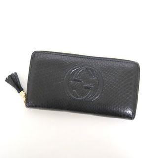 グッチ(Gucci)の【GUCCI】グッチ ラウンドファスナー長財布 ソーホー フリンジ レザー ブラック×ゴールド金具 308004/ok02453ik(財布)