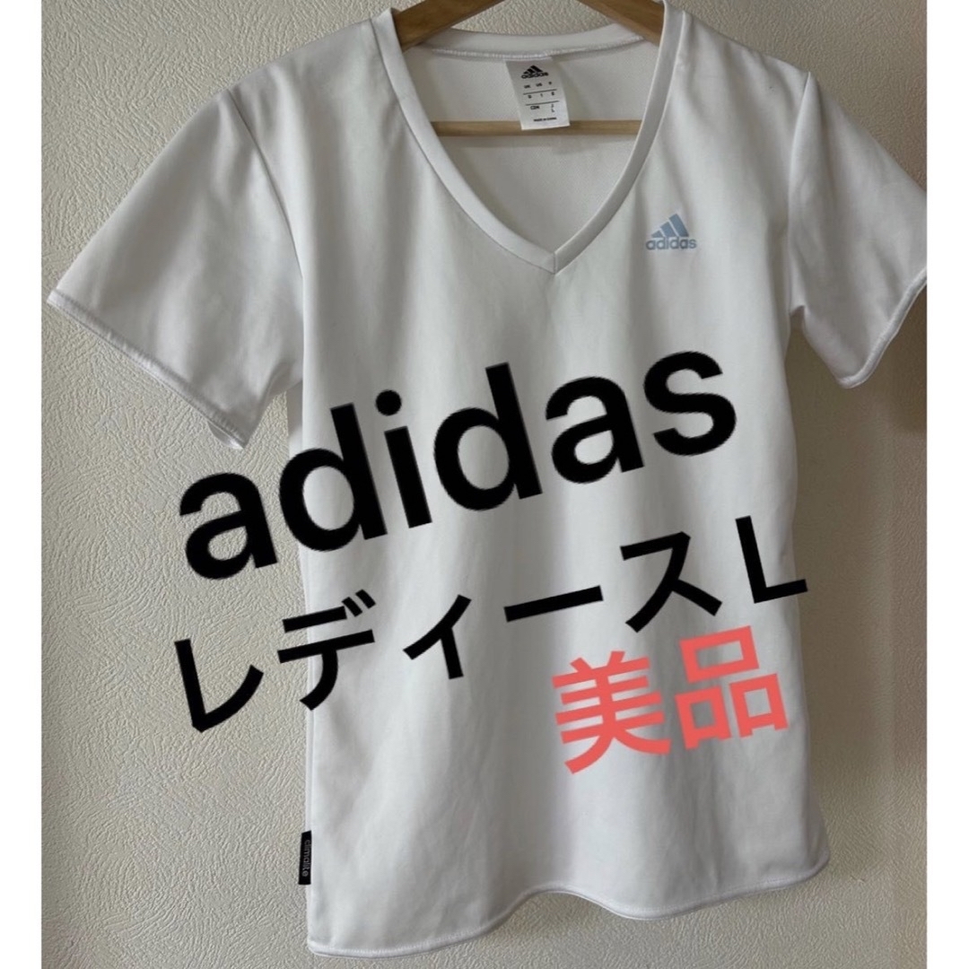adidas originals　アディダス　Tシャツ　L　Vネック　リブライン
