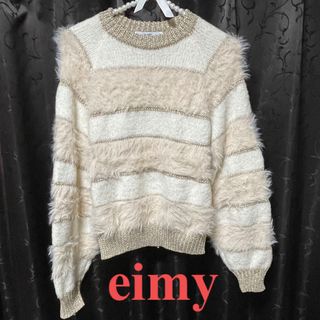 エイミーイストワール(eimy istoire)のeimy_ピンクストライプ　ニット(ニット/セーター)