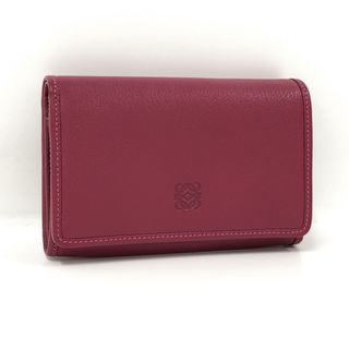 ロエベ(LOEWE)のLOEWE 二つ折り財布 レザー レッド パープル 113.95.G96(財布)