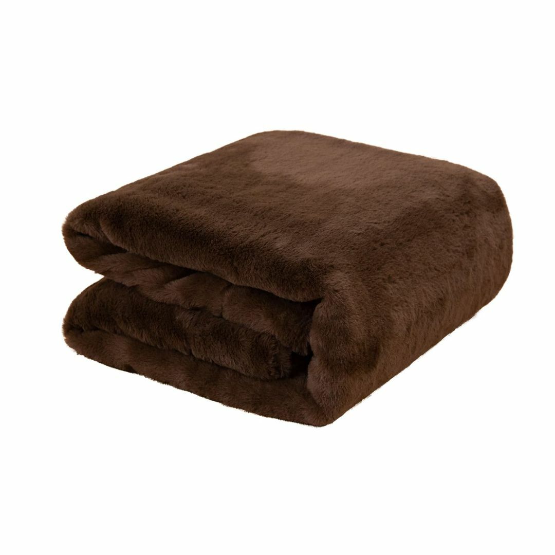 【色: ブラウン】Qucover 毛布 シングル 冬 厚手 2枚合わせ 掛け毛布