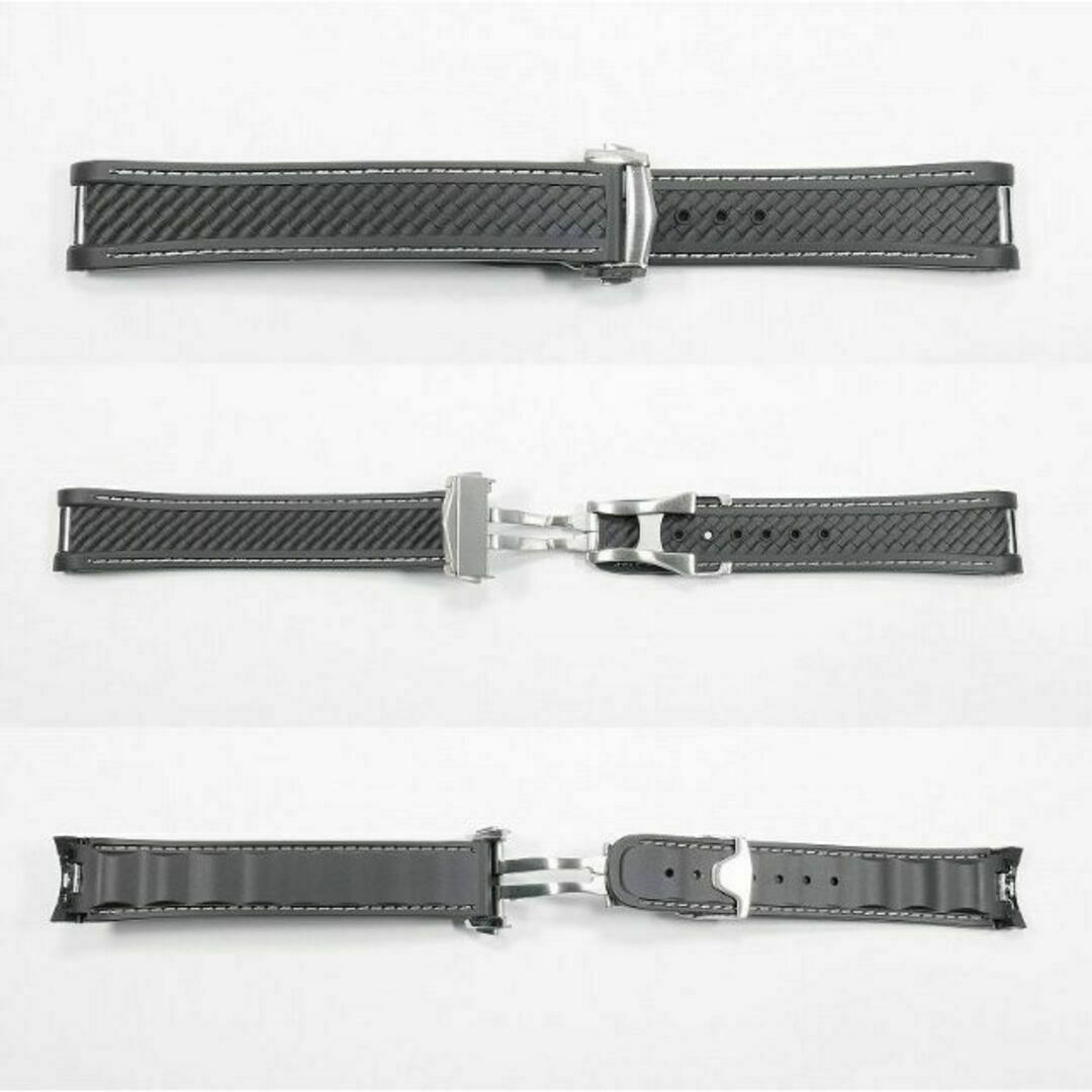 OMEGA(オメガ)のオメガ シーマスター用 互換ラバーベルト 黒/銀 幅20mm 選べるバックル付き メンズの時計(ラバーベルト)の商品写真