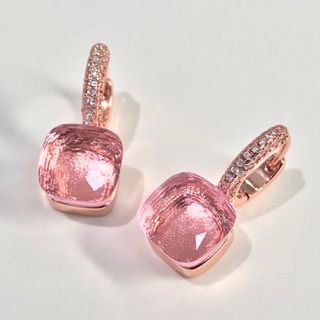 ★キラキラぷっくり☆　パブェピアス　キャンディストーン　クリアピンク　ポーチ付き(ピアス)