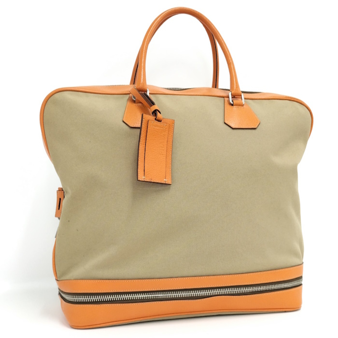 PRADA ハンドバッグ レザー キャンバス ベージュ オレンジ PRADA ハンドバッグ レザー キャンバス ベージュ オレンジ
