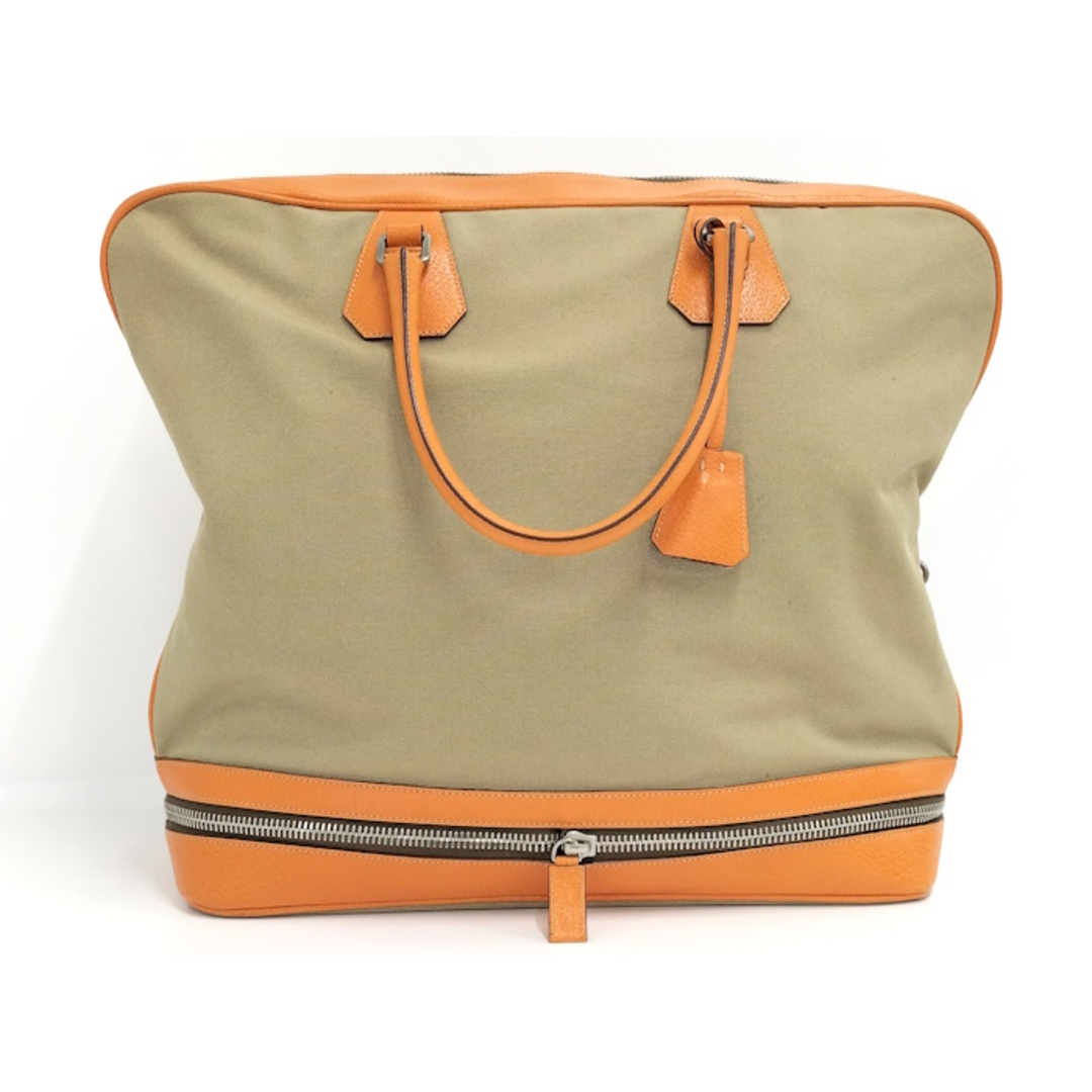 PRADA ハンドバッグ レザー キャンバス ベージュ オレンジ PRADA ハンドバッグ レザー キャンバス ベージュ オレンジ