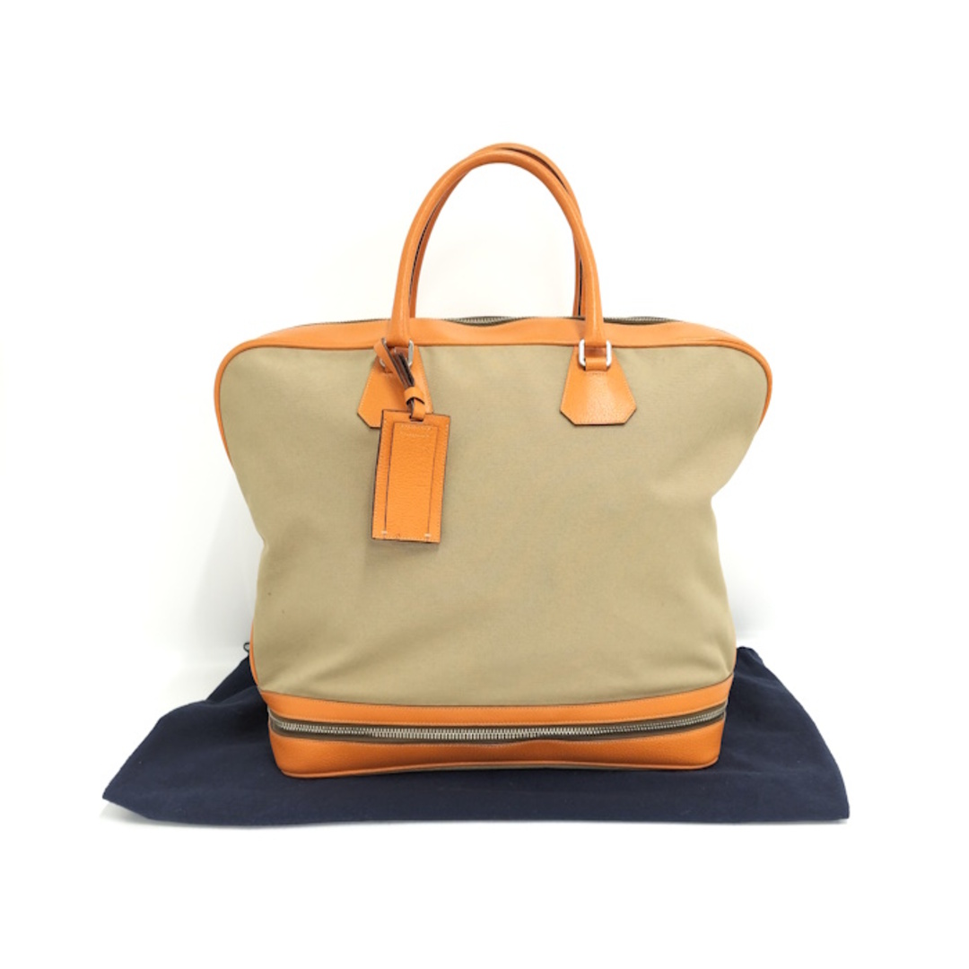 PRADA(プラダ)のPRADA ハンドバッグ レザー キャンバス ベージュ オレンジ レディースのバッグ(ハンドバッグ)の商品写真