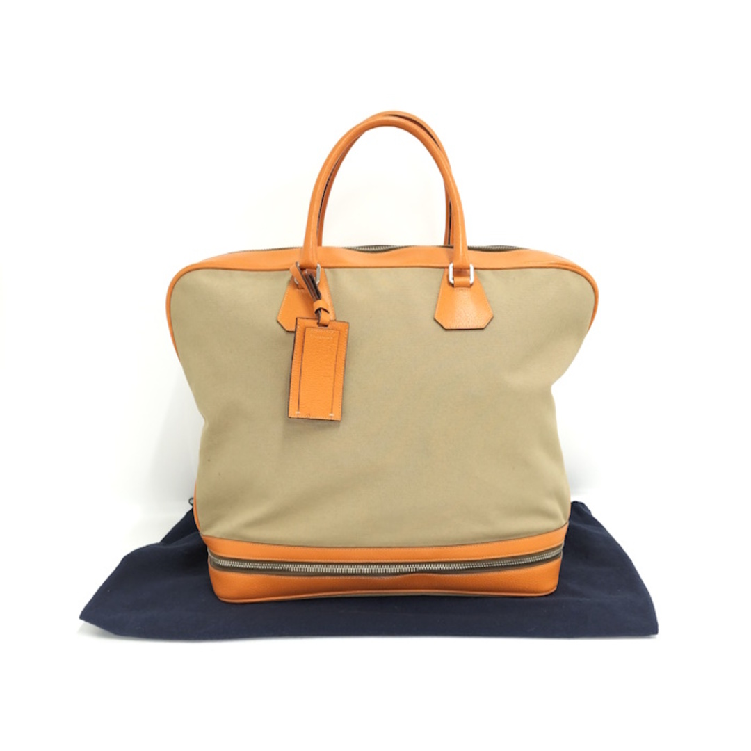 PRADA ハンドバッグ レザー キャンバス ベージュ オレンジ PRADA ハンドバッグ レザー キャンバス ベージュ オレンジ