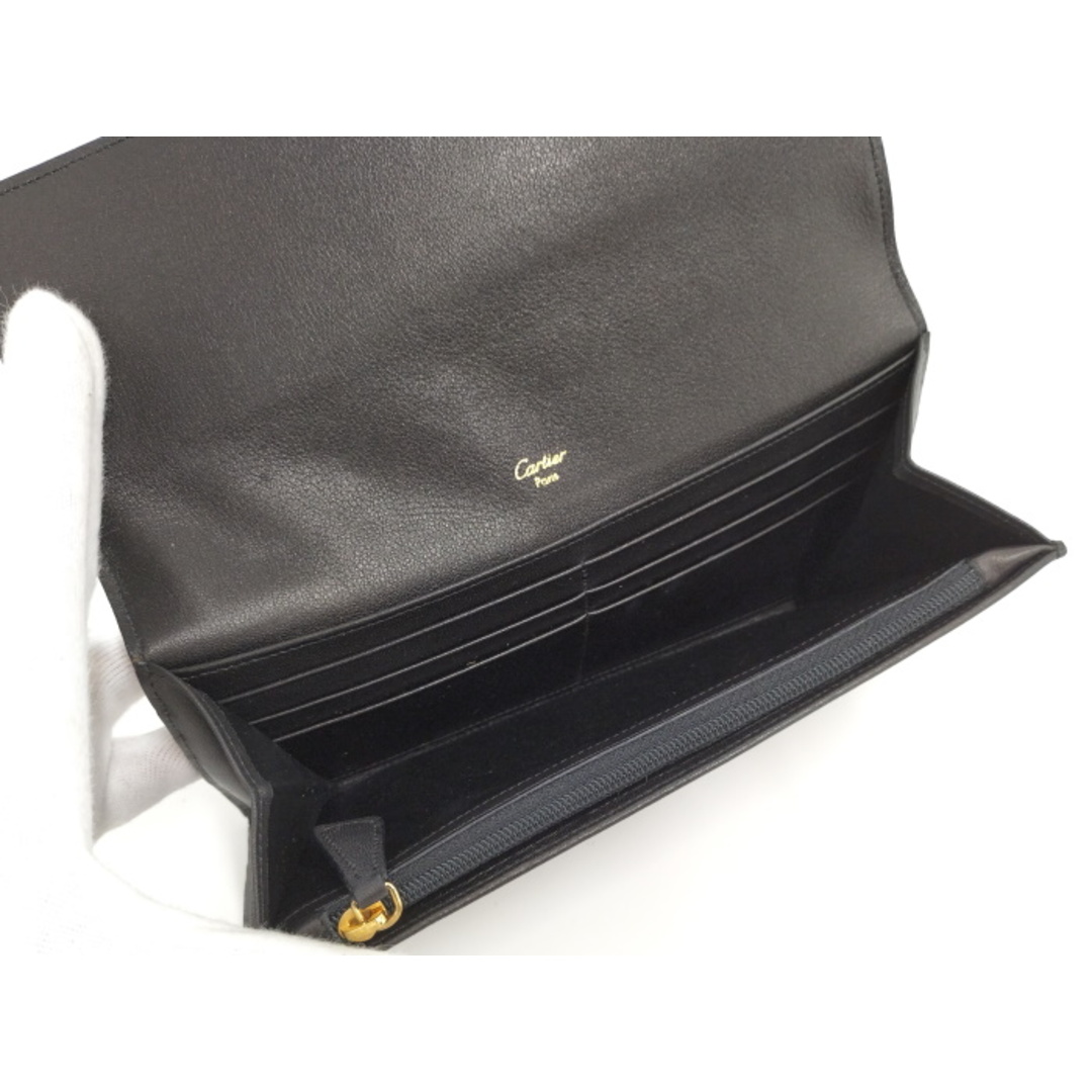 Cartier - Cartier 二つ折り財布 ハラコ ブラック ブラウンの Cartier - Cartier 二つ折り財布 ハラコ ブラック ブラウンの