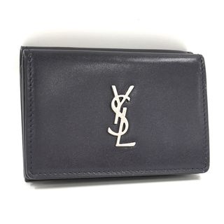 サンローラン(Saint Laurent)のYves Saint Laurent 三つ折り財布 レザー ネイビー(財布)