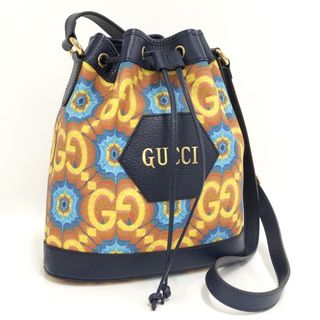 グッチ(Gucci)のGUCCI ミニ バケットバッグ 巾着型 ショルダーバッグ PVC レザー(ショルダーバッグ)