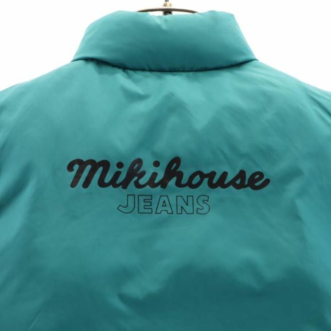 mikihouse(ミキハウス)のミキハウス バックプリント ダウン ベスト 110 グリーン／ネイビー mikihouse キッズ 【中古】  【231014】 キッズ/ベビー/マタニティのキッズ服男の子用(90cm~)(ジャケット/上着)の商品写真