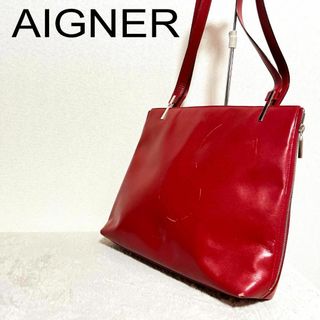 アイグナー／AIGNER バッグ ハンドバッグ 鞄 トートバッグ レディース 女性 女性用レザー 革 本革 レッド 赤  シボ革 シュリンクレザー 肩掛け ワンショルダーバッグ