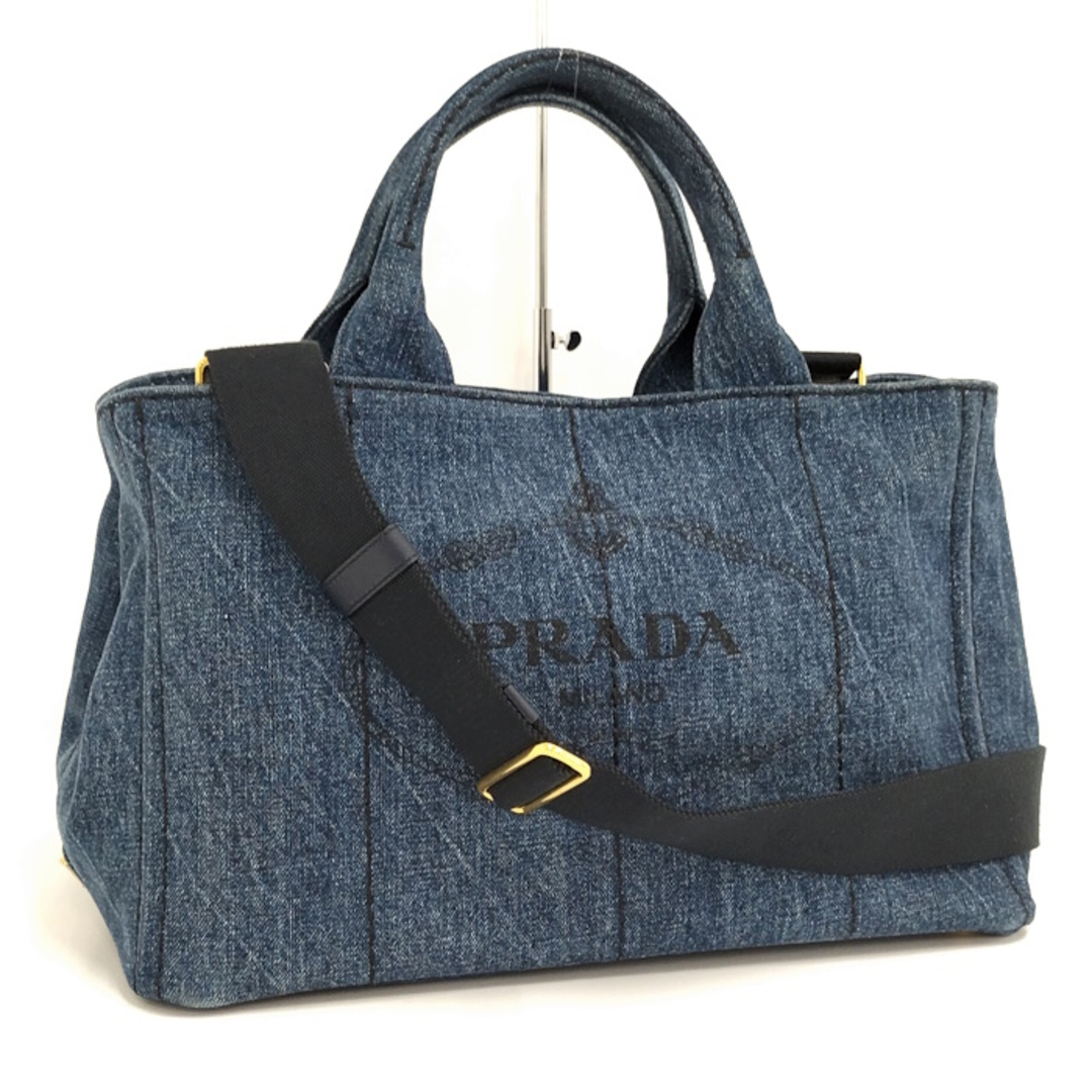 PRADA カナパMM 2WAY ショルダーバッグ デニム ブルー 1BG642