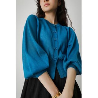 アズールバイマウジー(AZUL by moussy)の◎超美品◎AZUL BY MOUSSY シアーニットカーディガン ブルー(カーディガン)