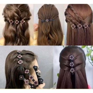 デザインが選べる3点セット☆編み込み風3連クリップ 髪飾り　ヘアアレンジ(ヘアピン)