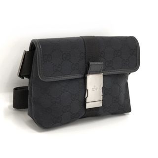 グッチ(Gucci)のGUCCI ウエストバッグ ボディバッグ GGキャンバス ブラック 131236(ボディーバッグ)