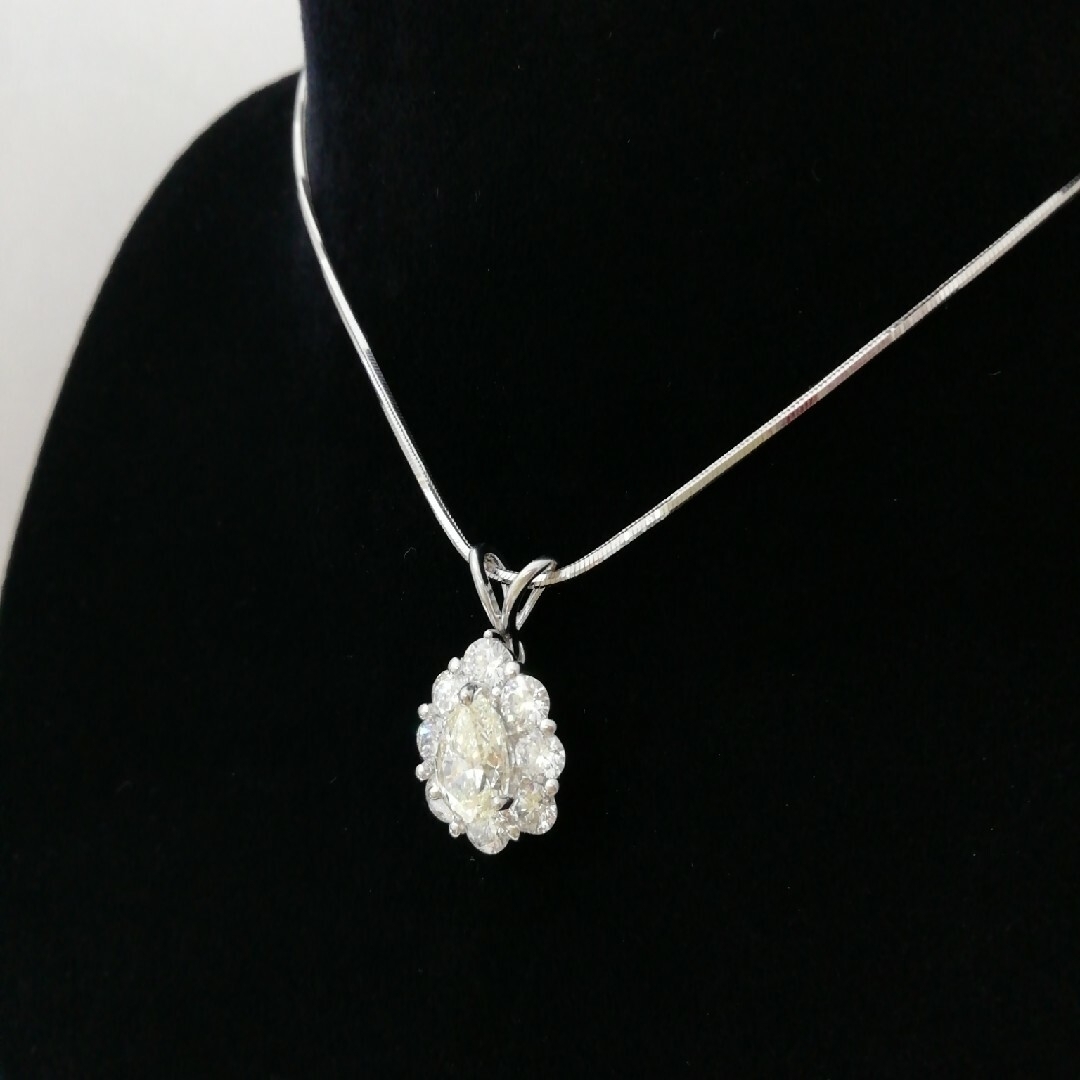 Pt900&Pt850✨ペアシェイプ1.511ct✨超豪華✨キラキラネックレス✨ レディースのアクセサリー(ネックレス)の商品写真