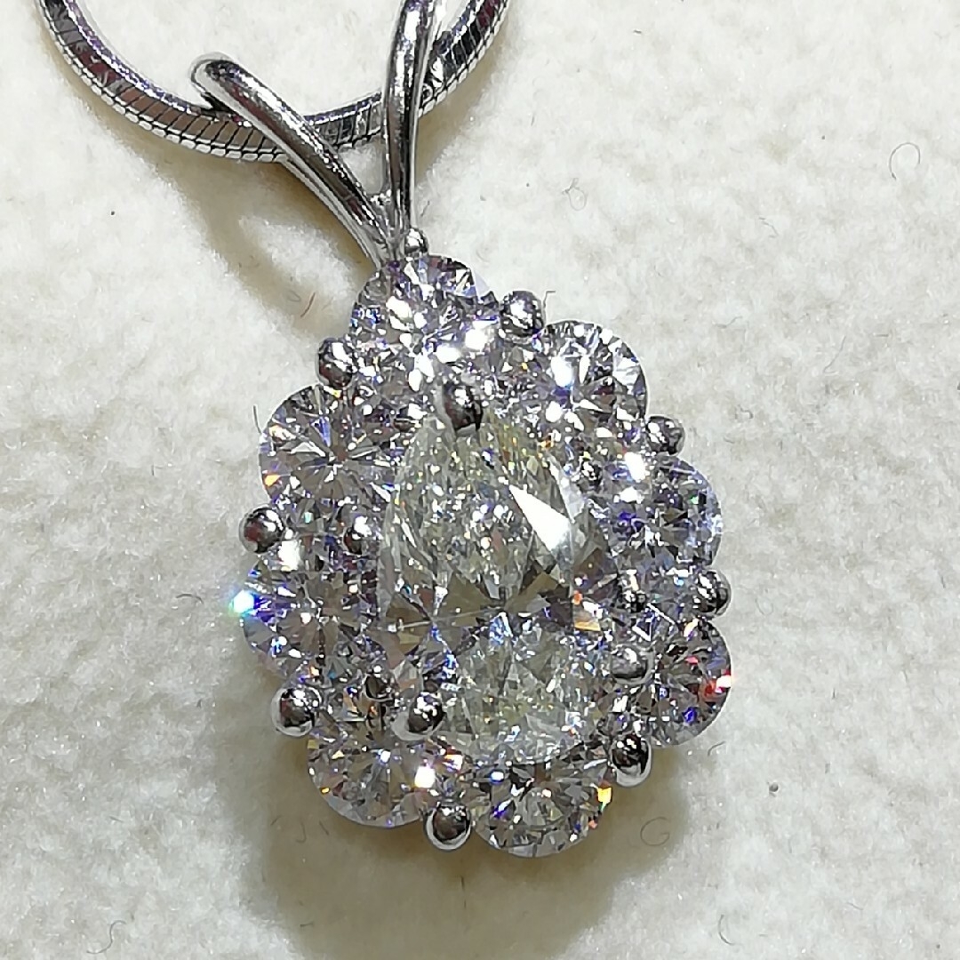 Pt900&Pt850✨ペアシェイプ1.511ct✨超豪華✨キラキラネックレス✨ レディースのアクセサリー(ネックレス)の商品写真