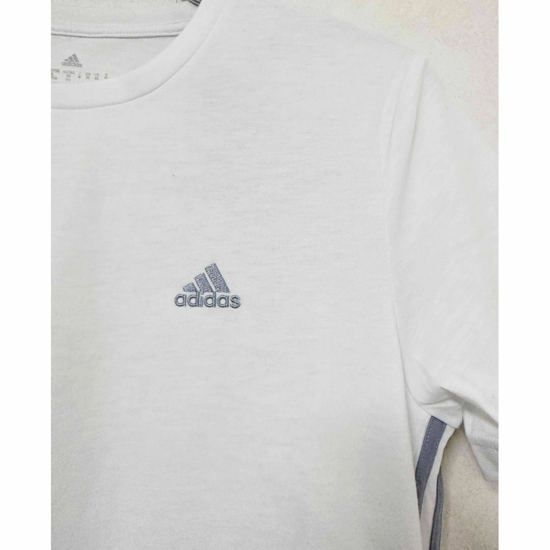 adidas(アディダス)の新品 XL ★ adidas アディダス 半袖 Tシャツ ホワイト 3ストライプ レディースのトップス(Tシャツ(半袖/袖なし))の商品写真