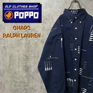 ラルフローレン(Ralph Lauren)のチャップスラルフローレン☆セーリングパドル柄ロゴ柄総柄シャツ 90s Lサイズ(シャツ)