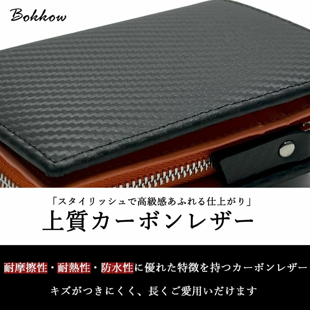 【色: New Black】[Bokkow] 財布 メンズ 二つ折り 縦型 カー