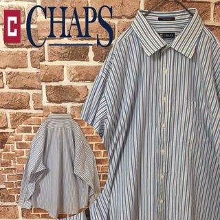 チャップス(CHAPS)の【2XLサイズ】チャップス☆オーバーサイズ　ストライプシャツ　ライトブルー(シャツ)