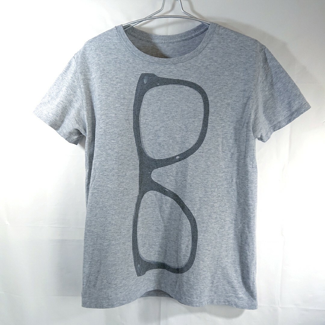 【ポイント消化に】デカメガネ半袖Tシャツ/グレー/Medium/眼鏡プリント メンズのトップス(Tシャツ/カットソー(半袖/袖なし))の商品写真