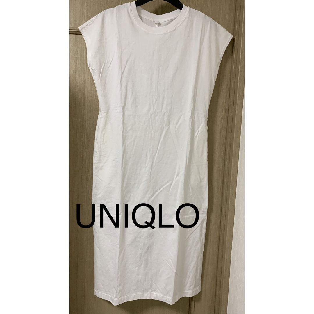 UNIQLO(ユニクロ)のUNIQLO#ユニクロ#ホワイト#白#ロングワンピース#袖あり#サイズS レディースのワンピース(ロングワンピース/マキシワンピース)の商品写真